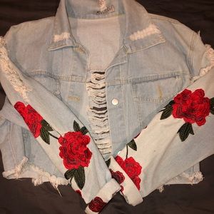 Distressed jean rose jacket
